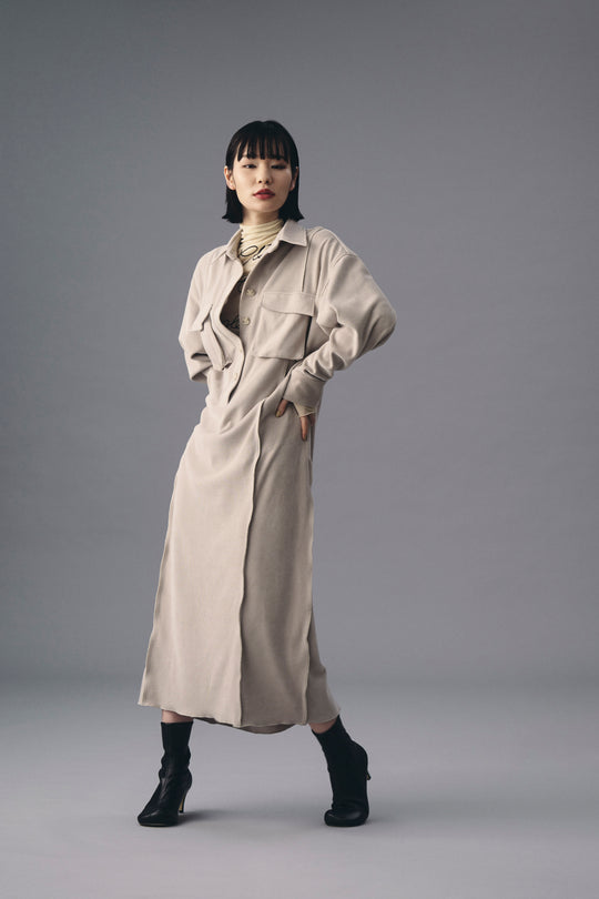 ~10/31 販売終了 CUT RIB SHIRT DRESS  カットリブカットドレス