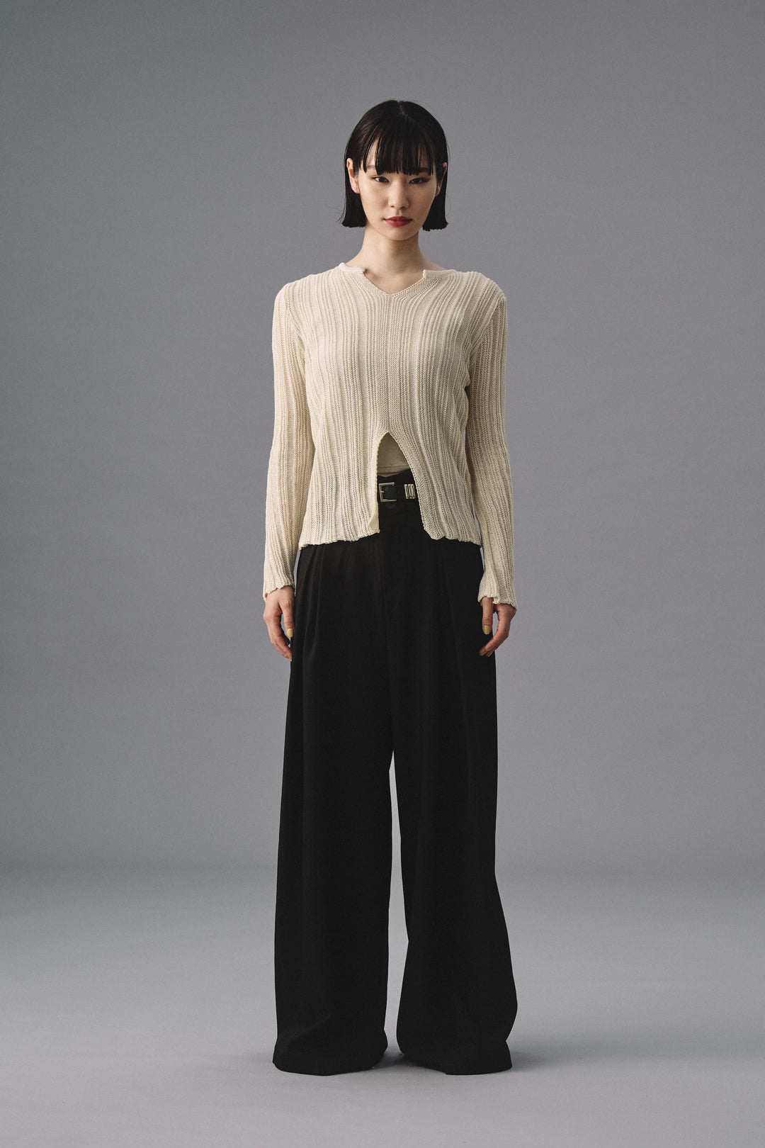 ~10/31 販売終了 FRONT SLIT RIB KNIT　フロントスリットリブニット