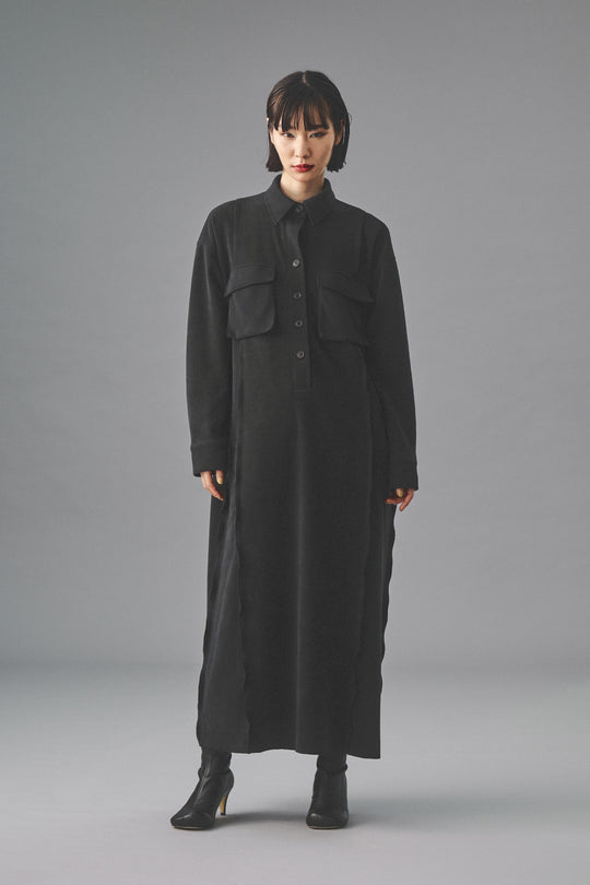 ~10/31 販売終了 CUT RIB SHIRT DRESS  カットリブカットドレス