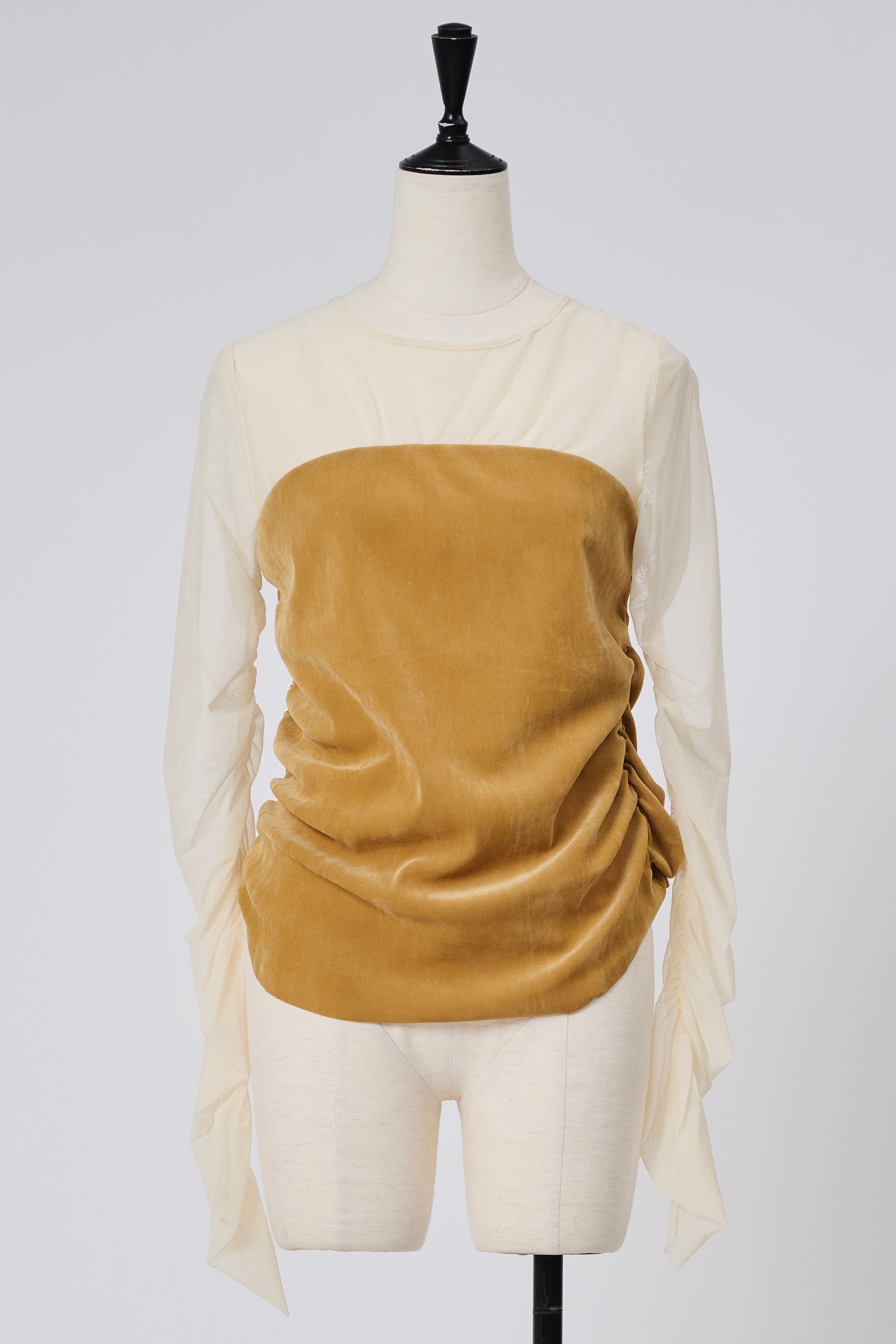 SHEER x VELOUR COMBINATION TOP シアーxベロア