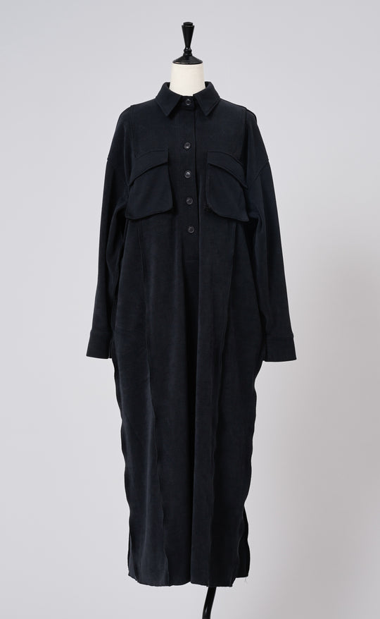 ~10/31 販売終了 CUT RIB SHIRT DRESS  カットリブカットドレス