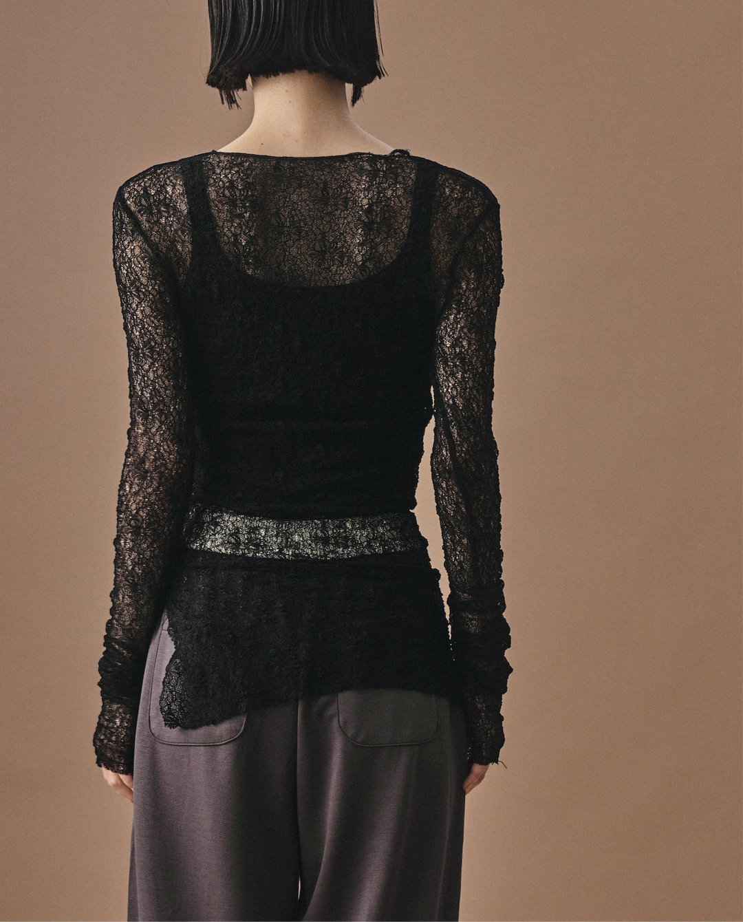 SHEER STRETCH LACE TOPS　シアー ストレッチ レース トップス