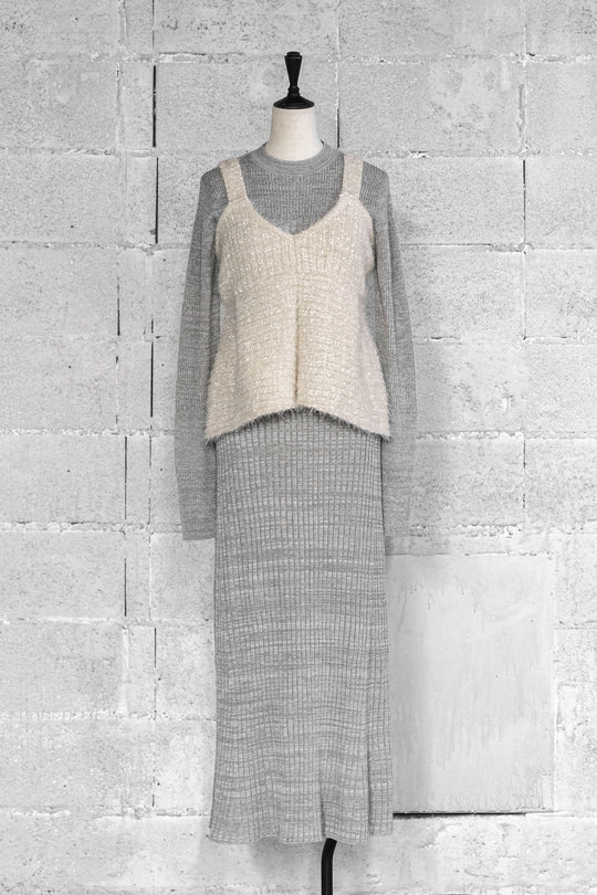 SHAGGY BUSTIER SET KNIT DRESS