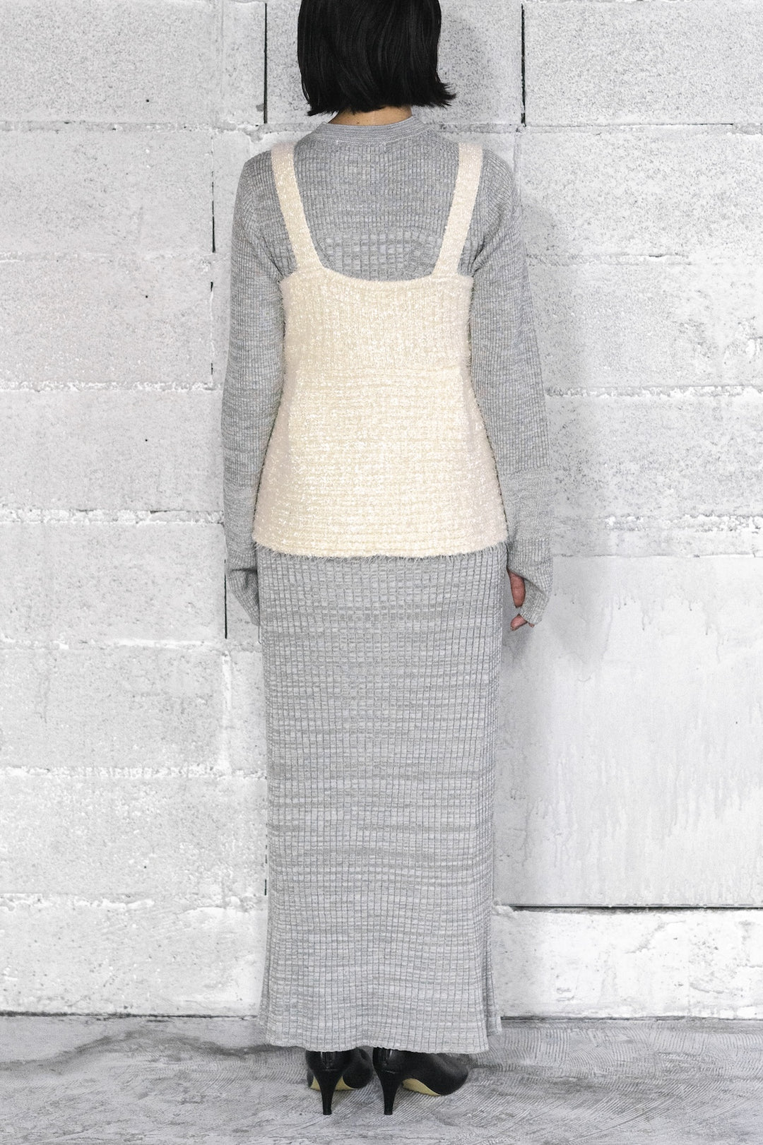 SHAGGY BUSTIER SET KNIT DRESS