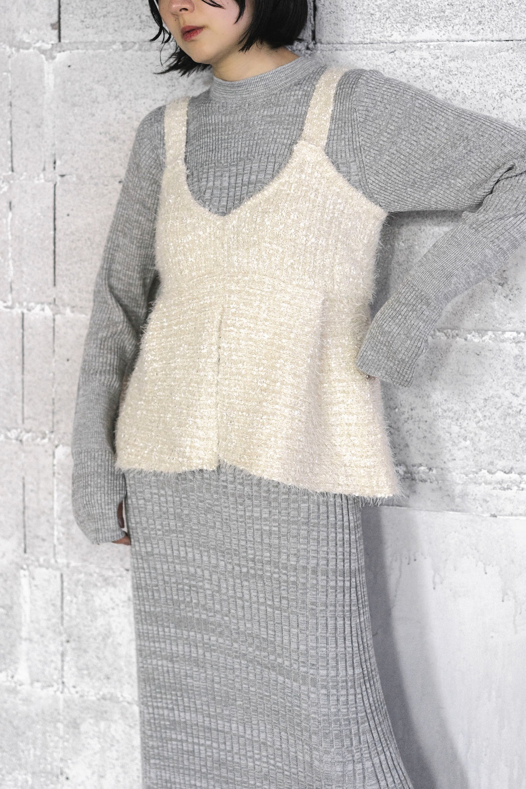 SHAGGY BUSTIER SET KNIT DRESS