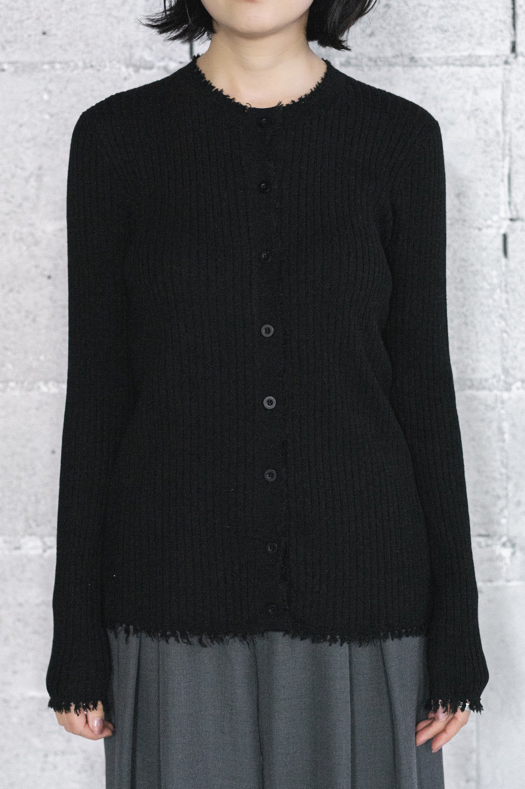 DAMAGED KNIT CREW CARDIGAN