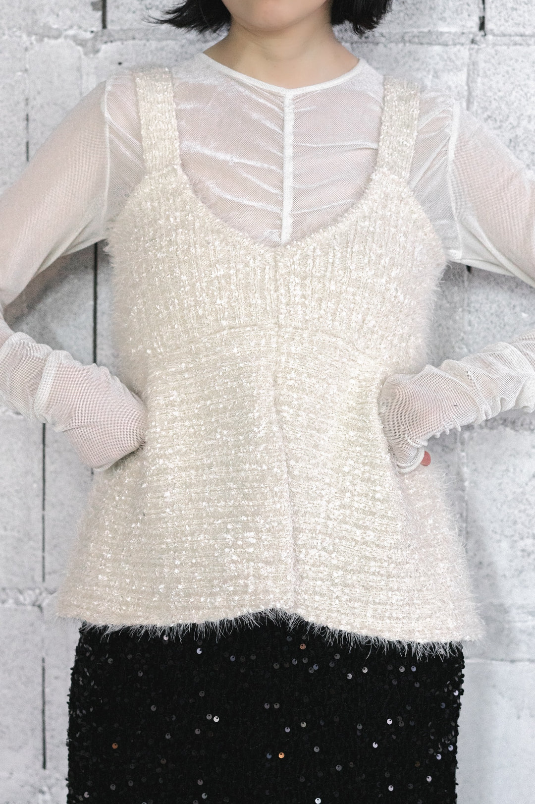 MIX SHAGGY KNIT BUSTIER